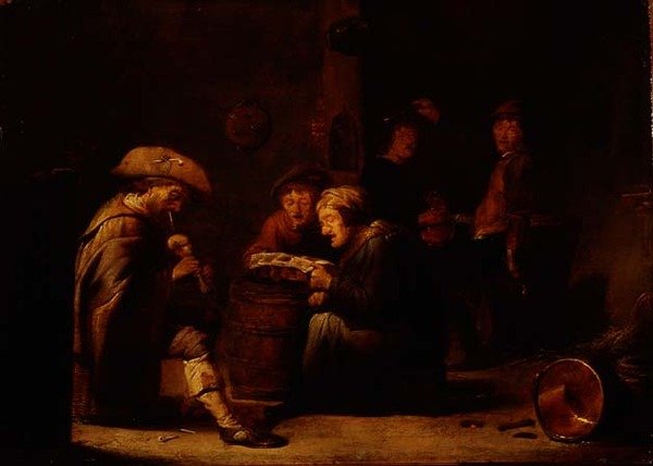 Interiér hospody se dvěma zpěváky a dudákem (panel) od Benjamin Gerritsz. Cuyp