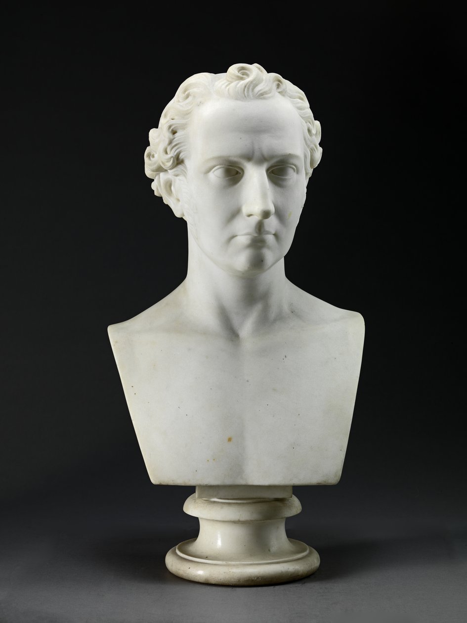 Portrétní busta umělcova bratra, sochaře Johna Gibsona (1790-1866) 1837-38 (carrarský mramor) od Benjamin Gibson