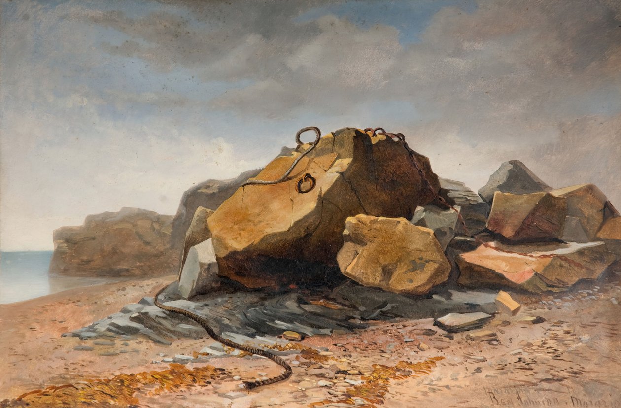 Plážová scéna, Marazion, Cornwall, 1860. od Benjamin Johnson