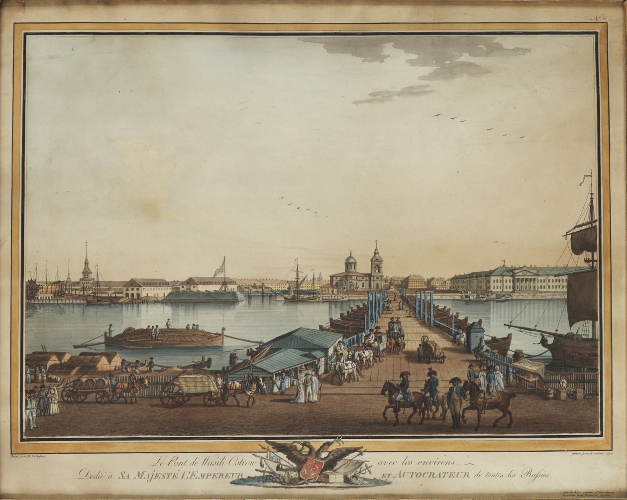Výměnný most na Vasilievském ostrově, 1799 od Benjamin Paterssen