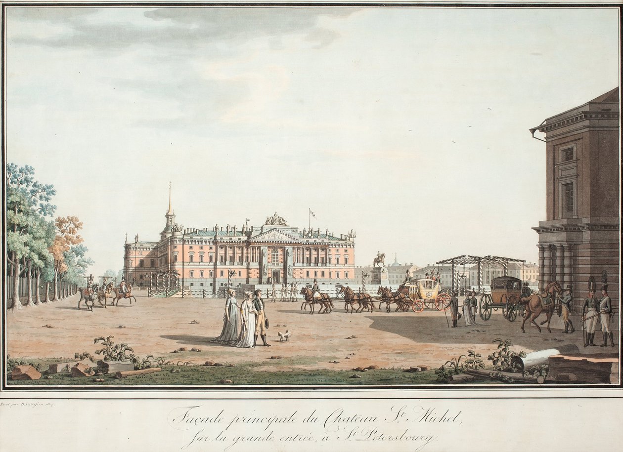 Pohled na Michaelův palác a náměstí Connetable v Petrohradě, 1800 od Benjamin Paterssen
