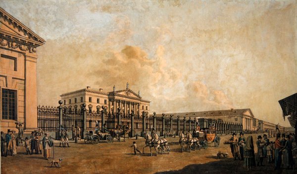 Bank of the Empire, St. Petersburg, cca 1800 (rytina akvarelem) od Benjamin Patersson