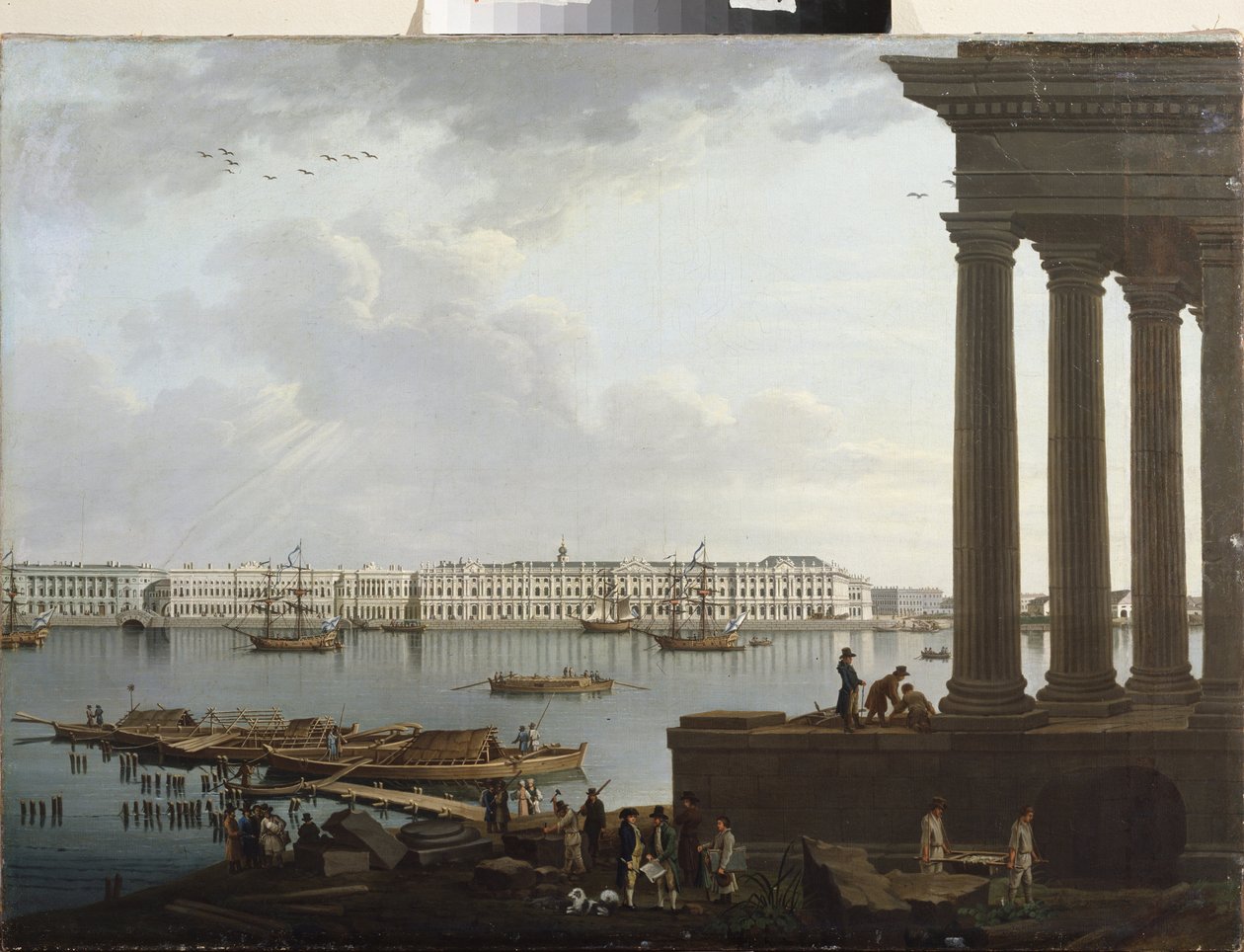 Pohled na Zimní palác a burzu v Petrohradu. Obraz Benjamina Patersena (1748-1815), olej na plátně od Benjamin Patersson