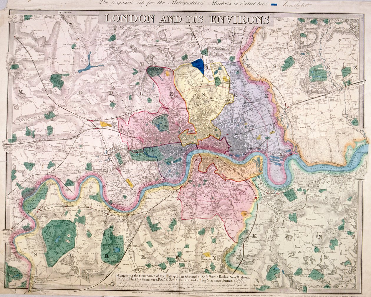 Obecná mapa Londýna, 1847 od Benjamin Rees Davies