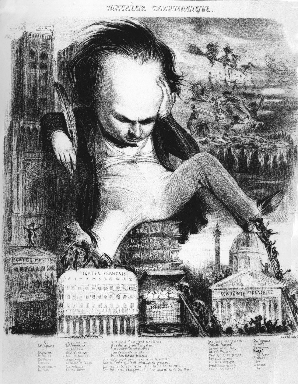 Victor Hugo (1802 - 1885), francouzský spisovatel, karikatura Benjamina. od Benjamin Roubaud