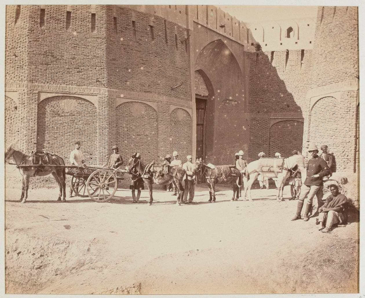 Durani Gate, Heyland Cart a Pack Mules, ukazující různé druhy sedel na smečkách, Kandahár od Benjamin Simpson