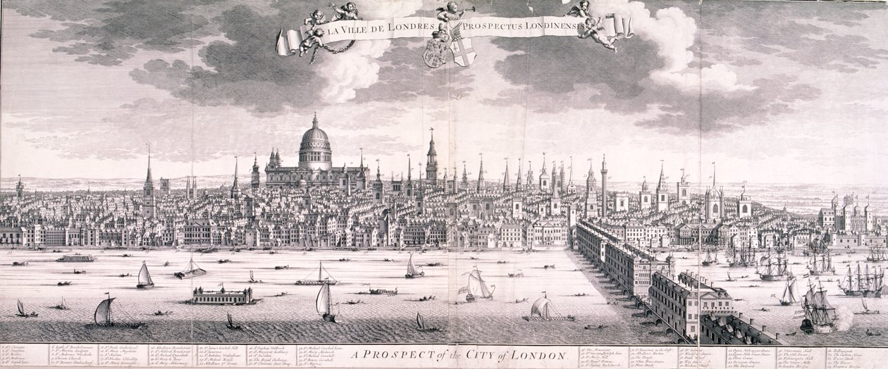 Panoramatický pohled na Londýn, 1710 od Benjamin Smith