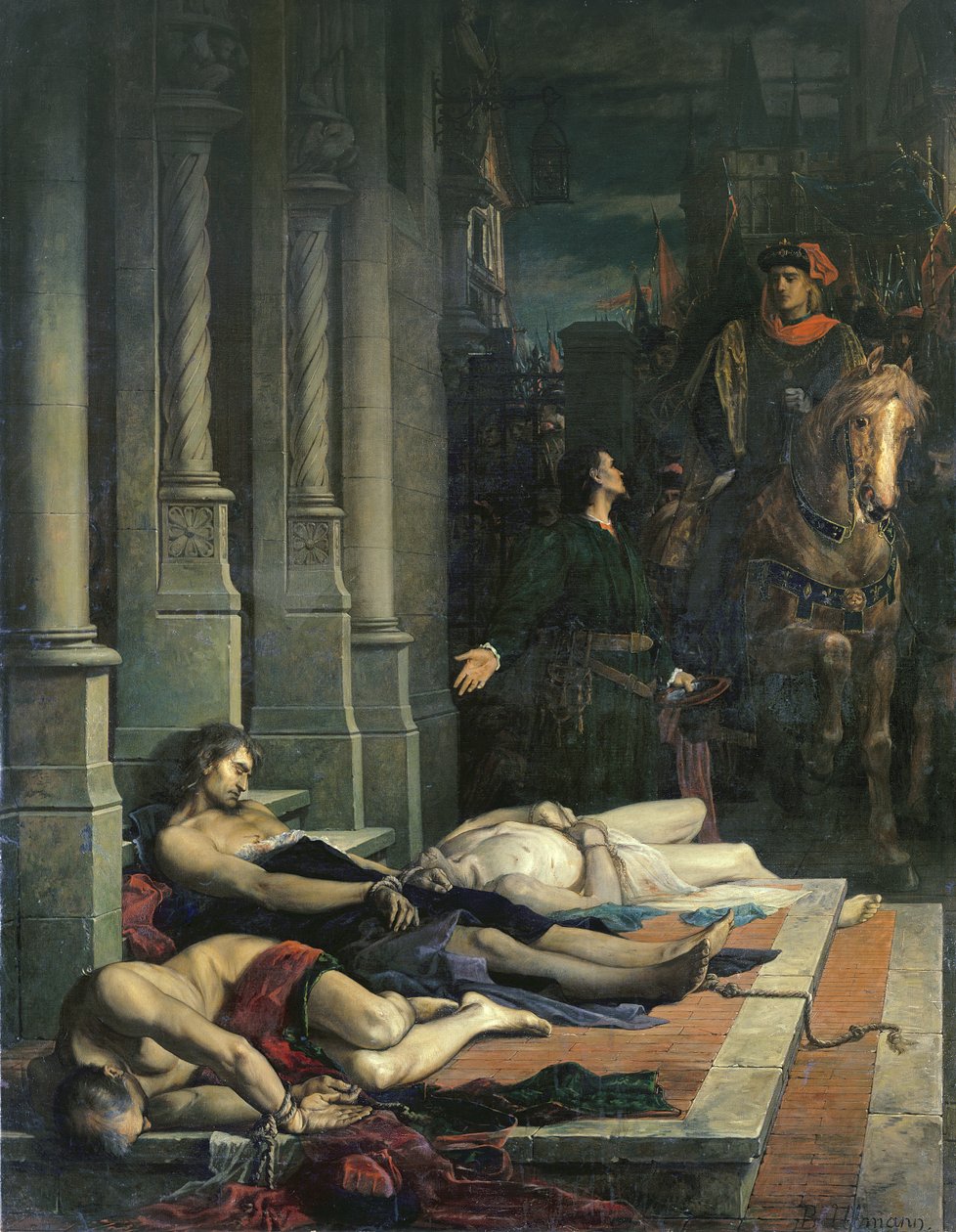 Tělo Etienna Marcela (asi 1316-58) je ukázáno dauphinovi Charlesovi (1338-80) z Francie, budoucímu Karlu V., 2. srpna 1358 (olej na plátně) od Benjamin Ulmann
