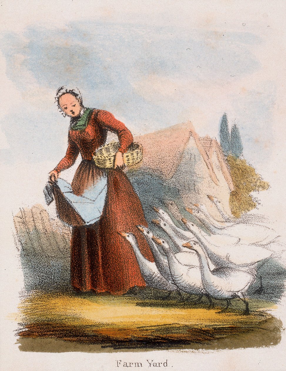 Farm Yard, c1845 od Benjamin Waterhouse Hawkins