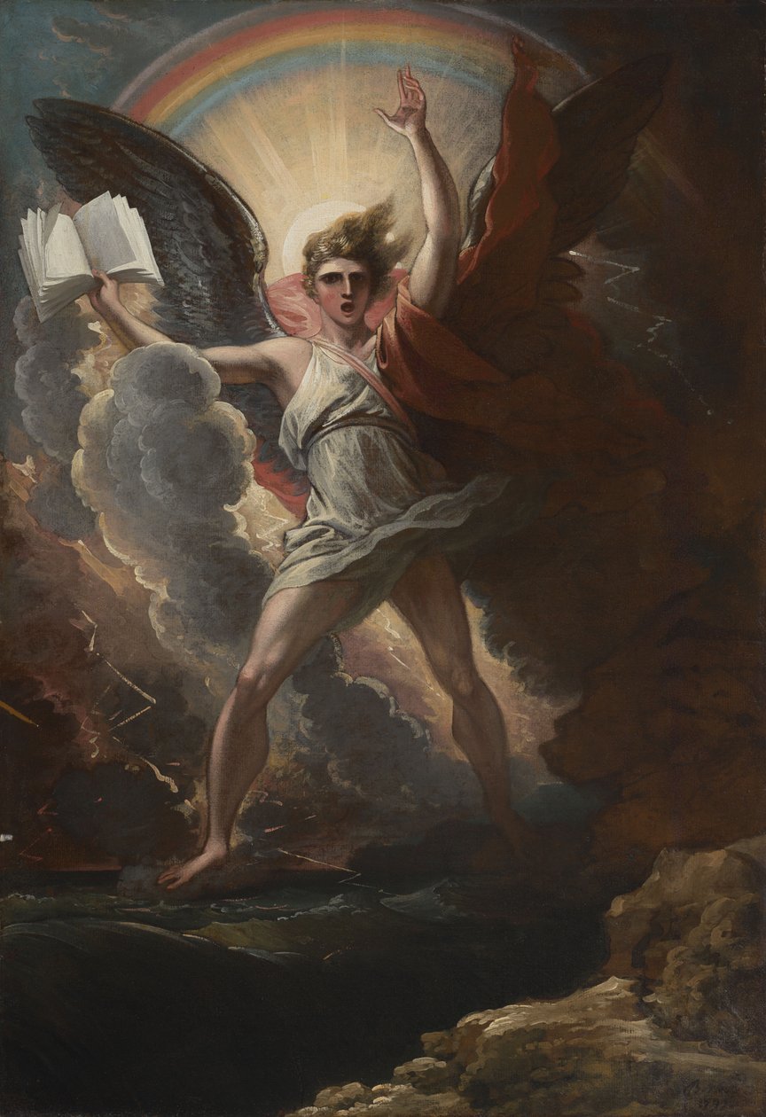 Mocný anděl stojí nad zemí i nad mořem od Benjamin West