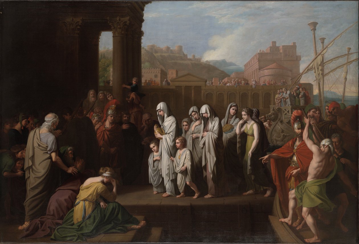 Agrippina přistává v Brundisiu s popelem Germanika od Benjamin West