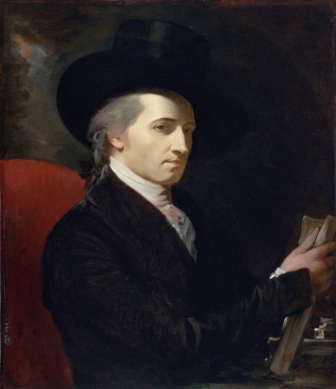 ""Autoportrét"" (Autoportrét) Malba Benjamina Westa (1738-1820) - Olej na plátně Rozměr 78,7 x 67,9 cm Soukromá sbírka od Benjamin West
