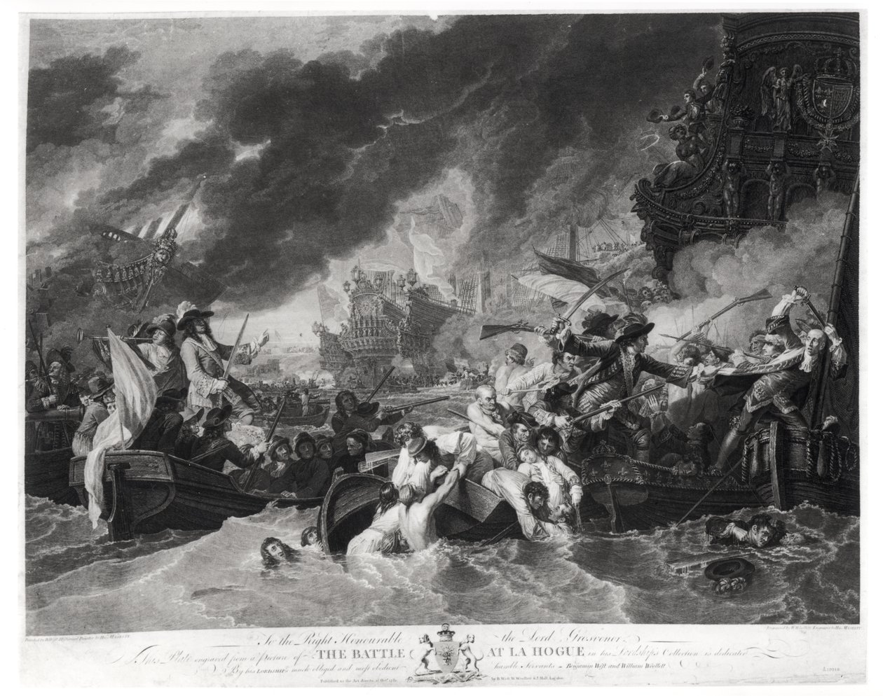 Bitva u Haagu, 29. května 1692, vyryl William Woollett (1735-85) 1781 (akvatinta) od Benjamin West