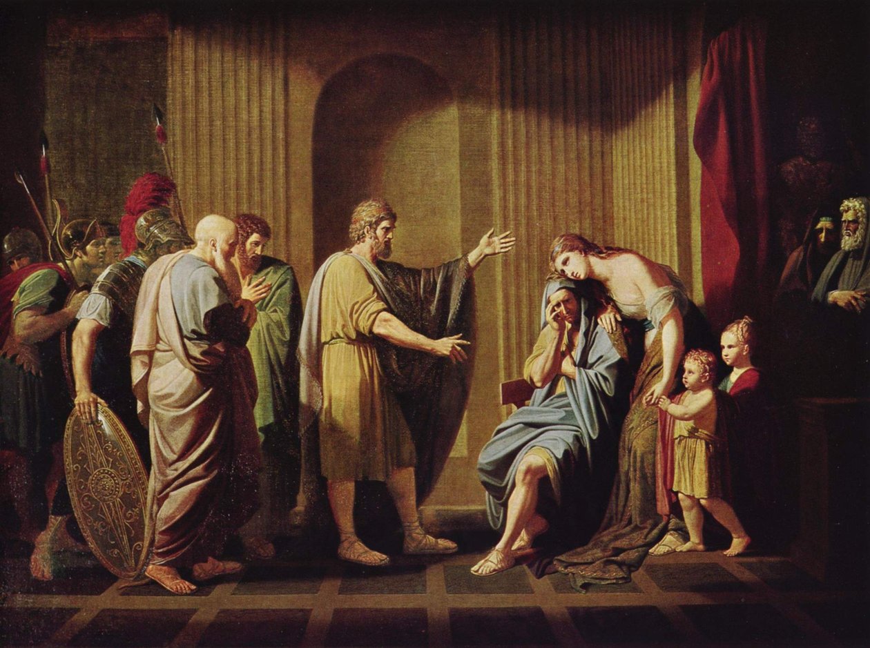 Spartský král Leonidas II. nařídil Kleombrotovi vyhnanství od Benjamin West