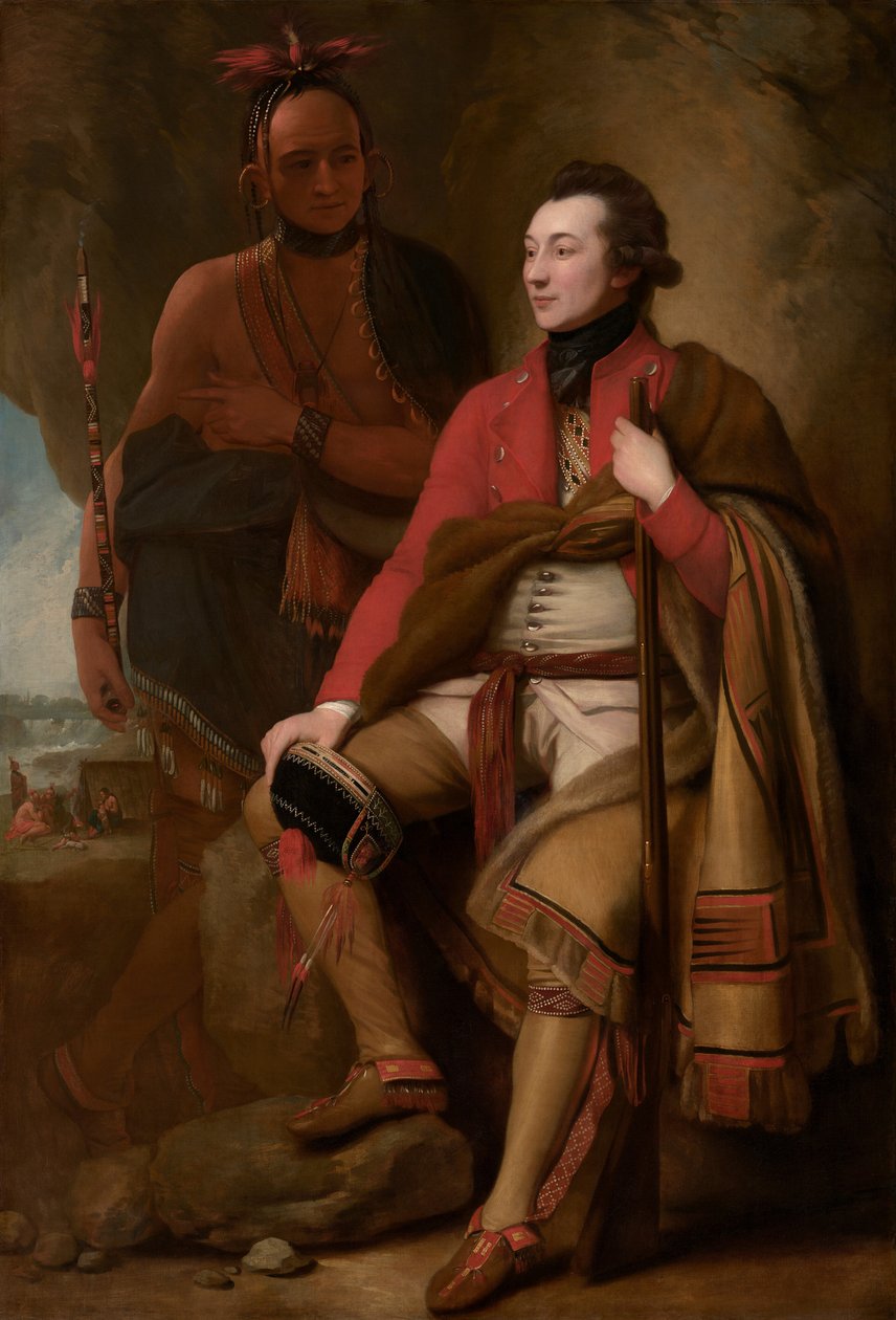 Plukovník Guy Johnson a Karonghyontye (kapitán David Hill) od Benjamin West