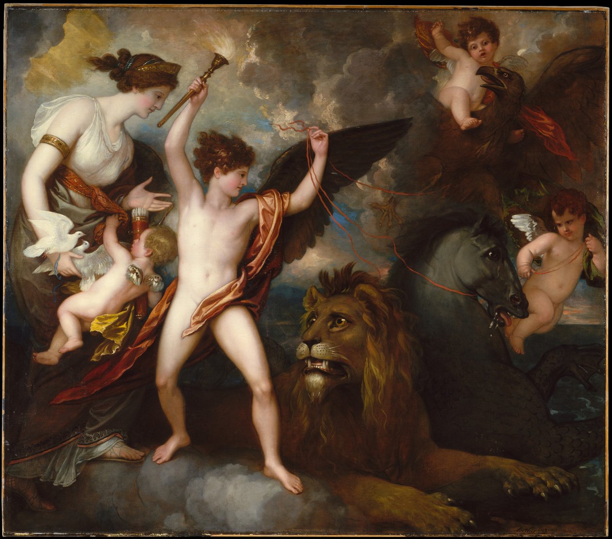 Omnia Vincit Amor neboli Síla lásky ve třech živlech od Benjamin West