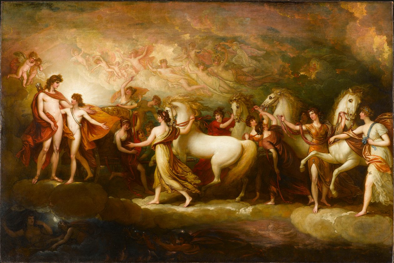 Phaeton požádal Apolla, aby řídil sluneční vůz, 1804. od Benjamin West