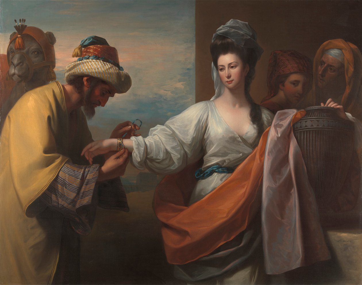 Rebecca přijímá náramek u studny od Benjamin West