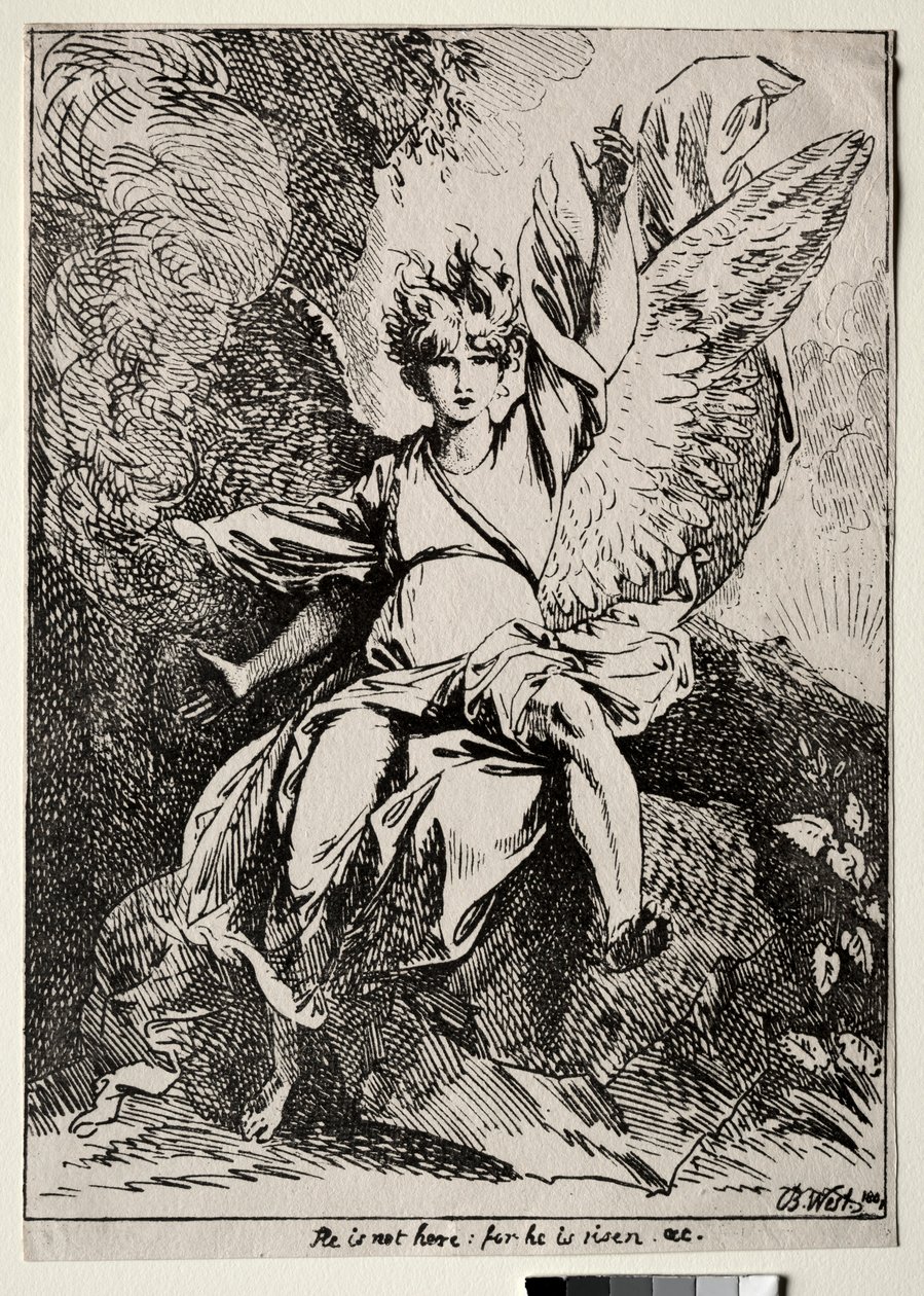Vzorky polyautografie: Anděl u hrobu Krista, 1801. od Benjamin West