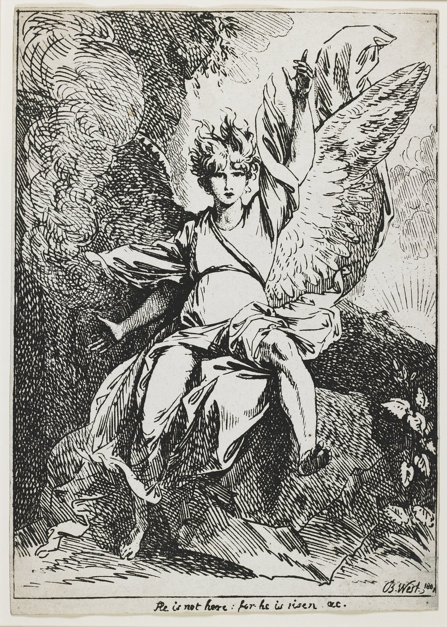 Anděl vzkříšení , z "Specimens of Polyautography" od Benjamin West