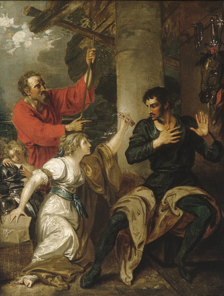 Dáma a Orlando, asi 1793 (olej na plátně) od Benjamin West