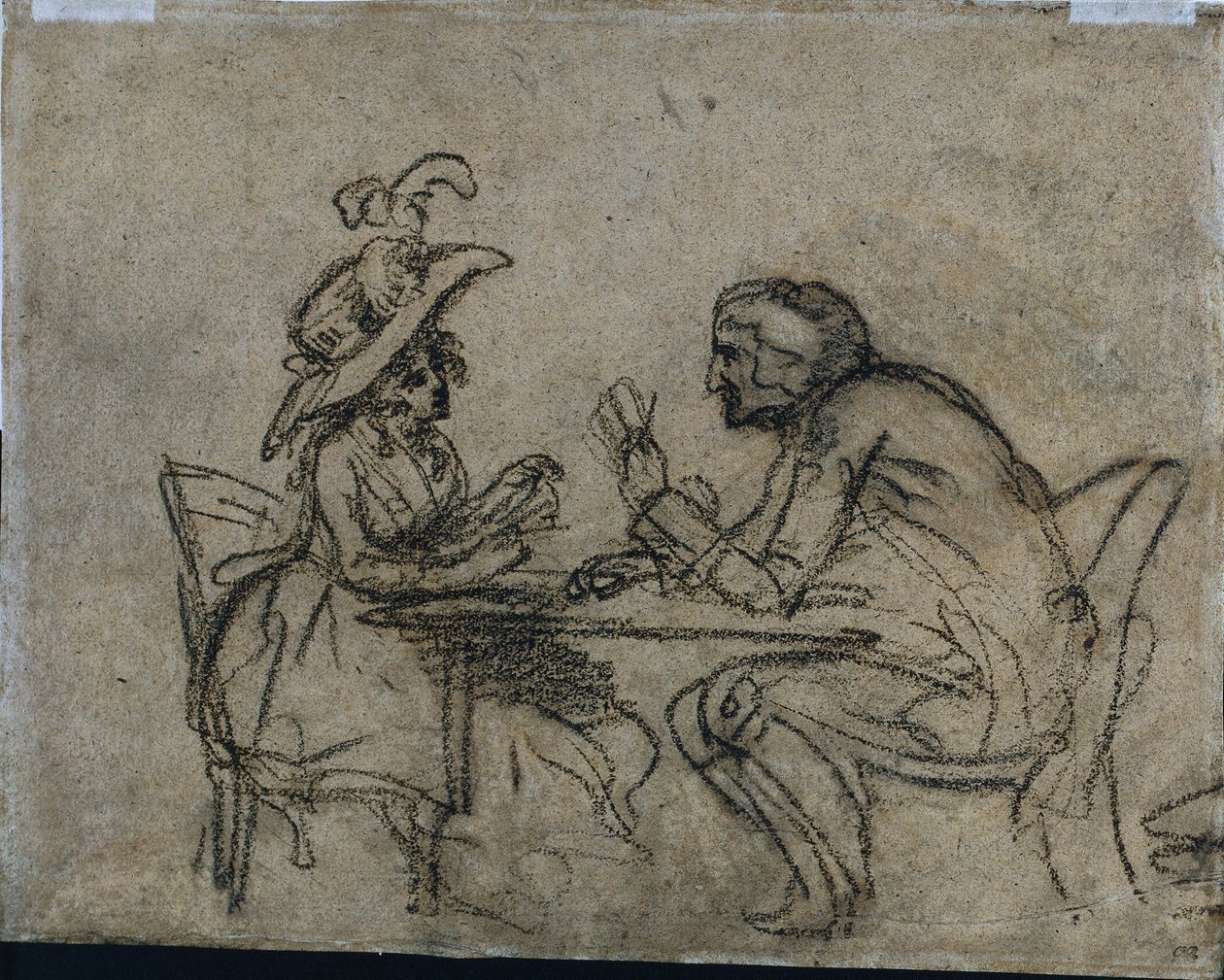 Žena a muž hrací karty (verze) od Benjamin West