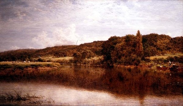River Scene, Streatley na Temži od Benjamin Williams Leader