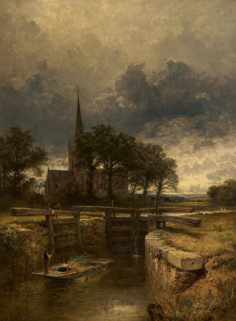 Kostel a zámek Stratford-on-Avon od Benjamin Williams Leader