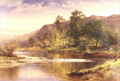 Řeka vtékající do Derwentwater (olej na plátně) od Benjamin Williams Leader