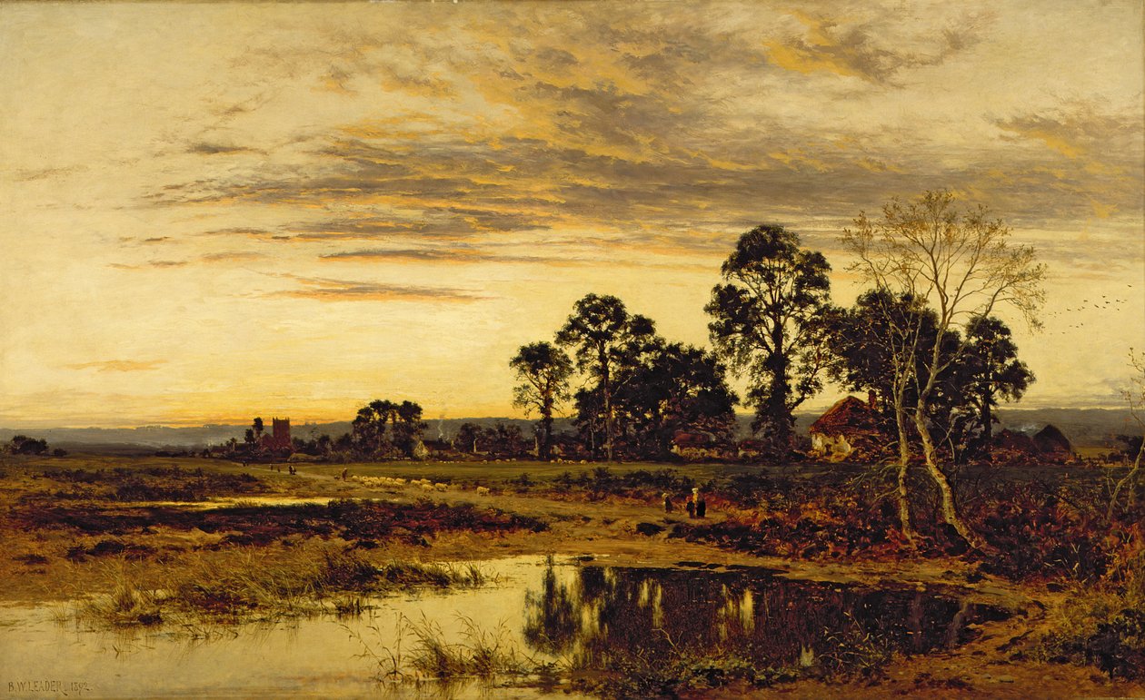 Když zapadá slunce: A Worcestershire Village od Benjamin Williams Leader