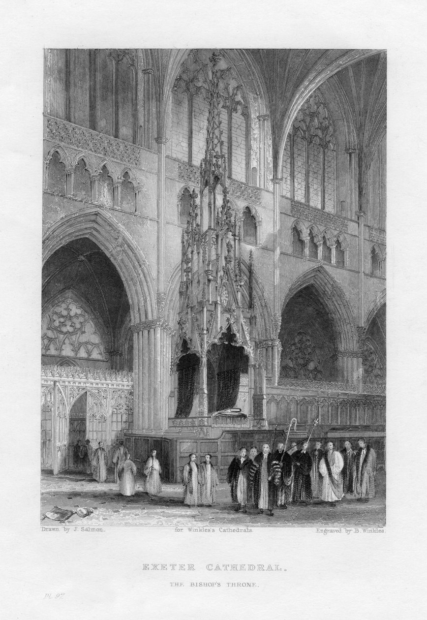 The Bishops Throne, Exeter Cathedral, Devon, c1836-c1842. od Benjamin Winkles