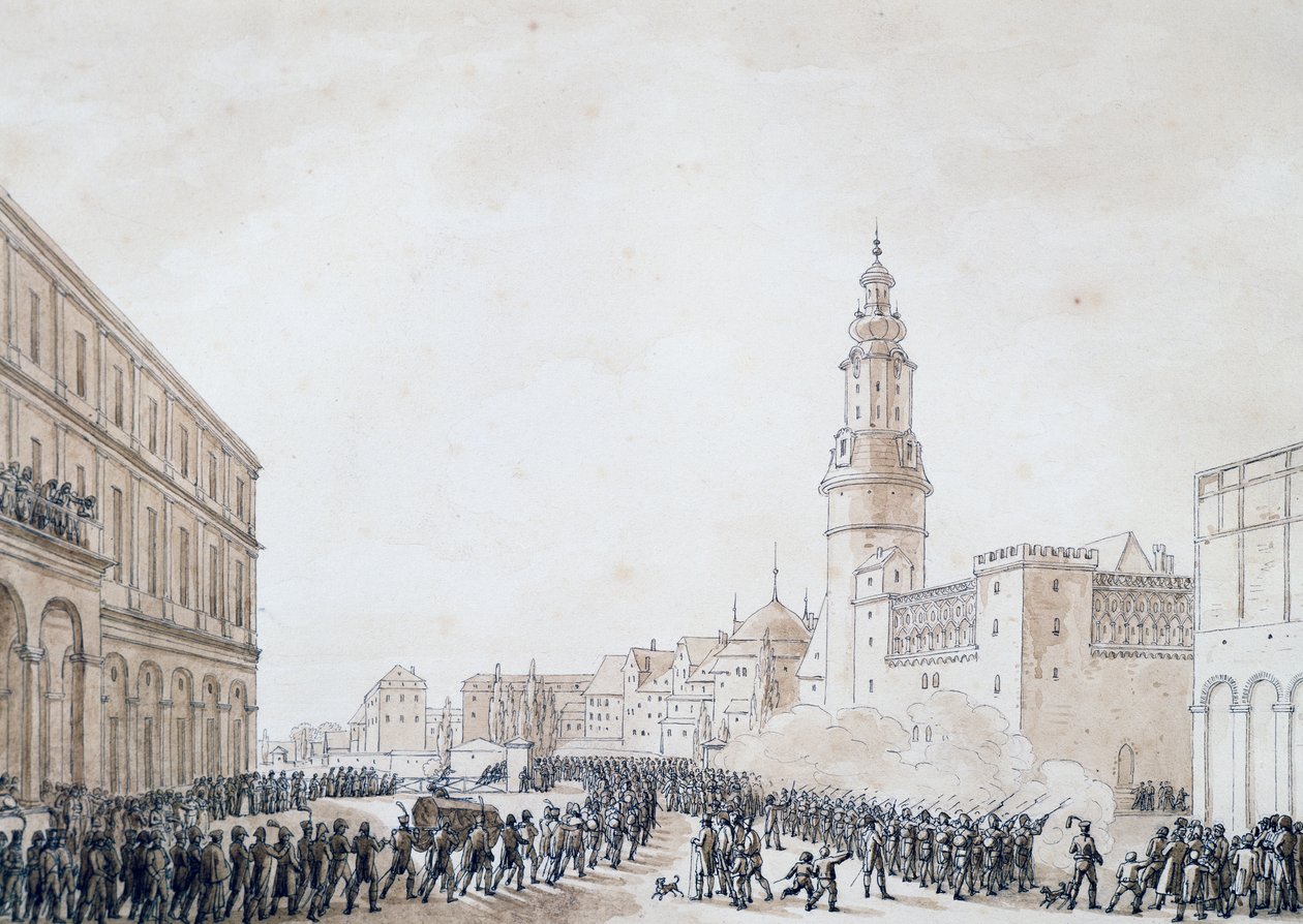 Pohřeb francouzského důstojníka ve Výmaru, říjen 1806 (kresba) od Benjamin Zix