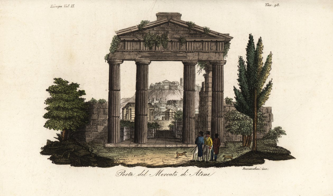 Ruiny brány Athény Archegetis, na římské Agora nebo Forum Romanum, Atény, Řecko od Bennardoni Bennardoni