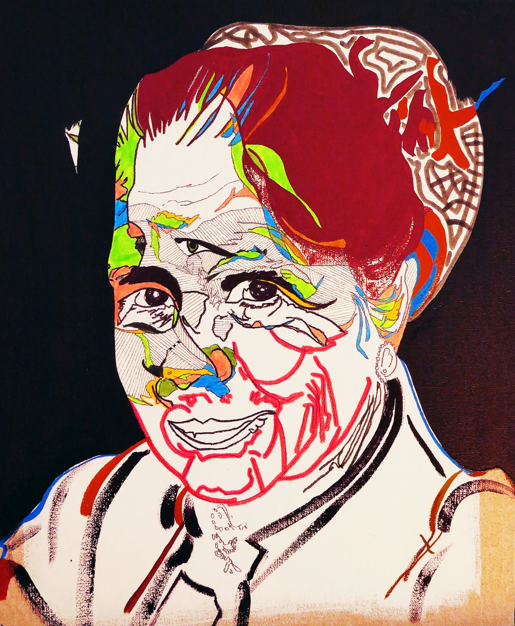 50 významných spisovatelů v historii : Marguerite Yourcenar, 2015 (olej a akryl na plátně) od Benoit Erwann Boucherot