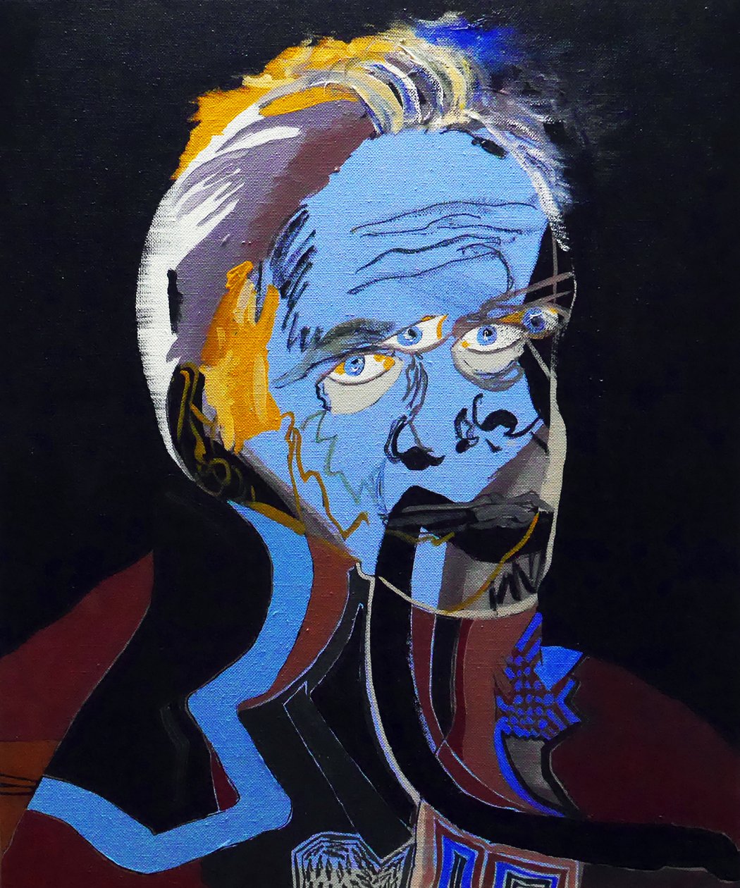 50 významných spisovatelů v historii : Patrick Modiano, 2015 (olej a akryl na plátně) od Benoit Erwann Boucherot