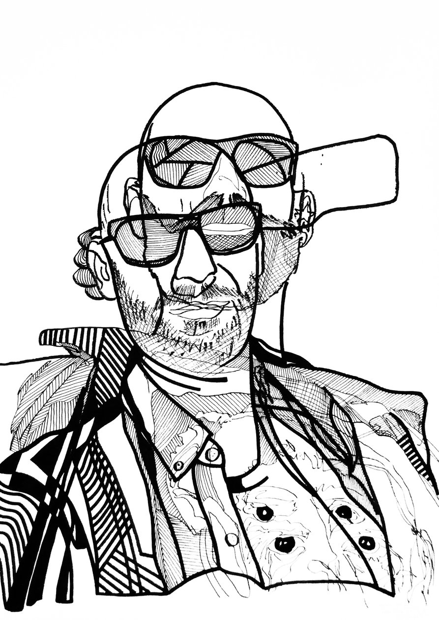 Dvojitý Jon 1, 2019 (tuš na papíře) od Benoit Erwann Boucherot