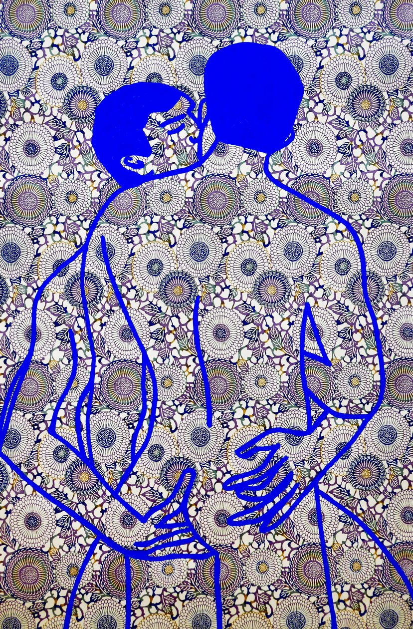 Masculin japonais 11, 2020 (akryl na sítotiskovém japonském papíře) od Benoit Erwann Boucherot