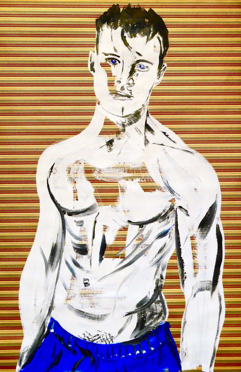 Masculin japonais 7, 2020 (akryl na sítotiskovém japonském papíře) od Benoit Erwann Boucherot
