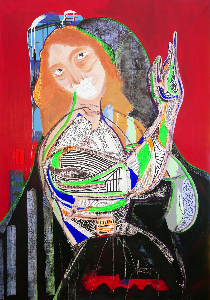 Surpeinture : Saint Jean-Baptiste, 2020 (olej, papír a akryl na plátně) od Benoit Erwann Boucherot