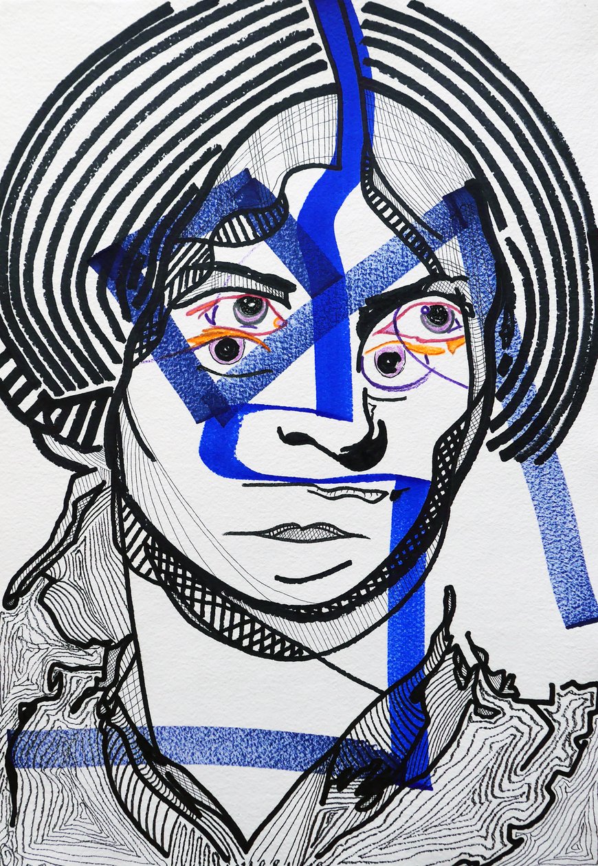 Surportrét : Charlotte Brontë, 2019 (akryl na papíře) od Benoit Erwann Boucherot