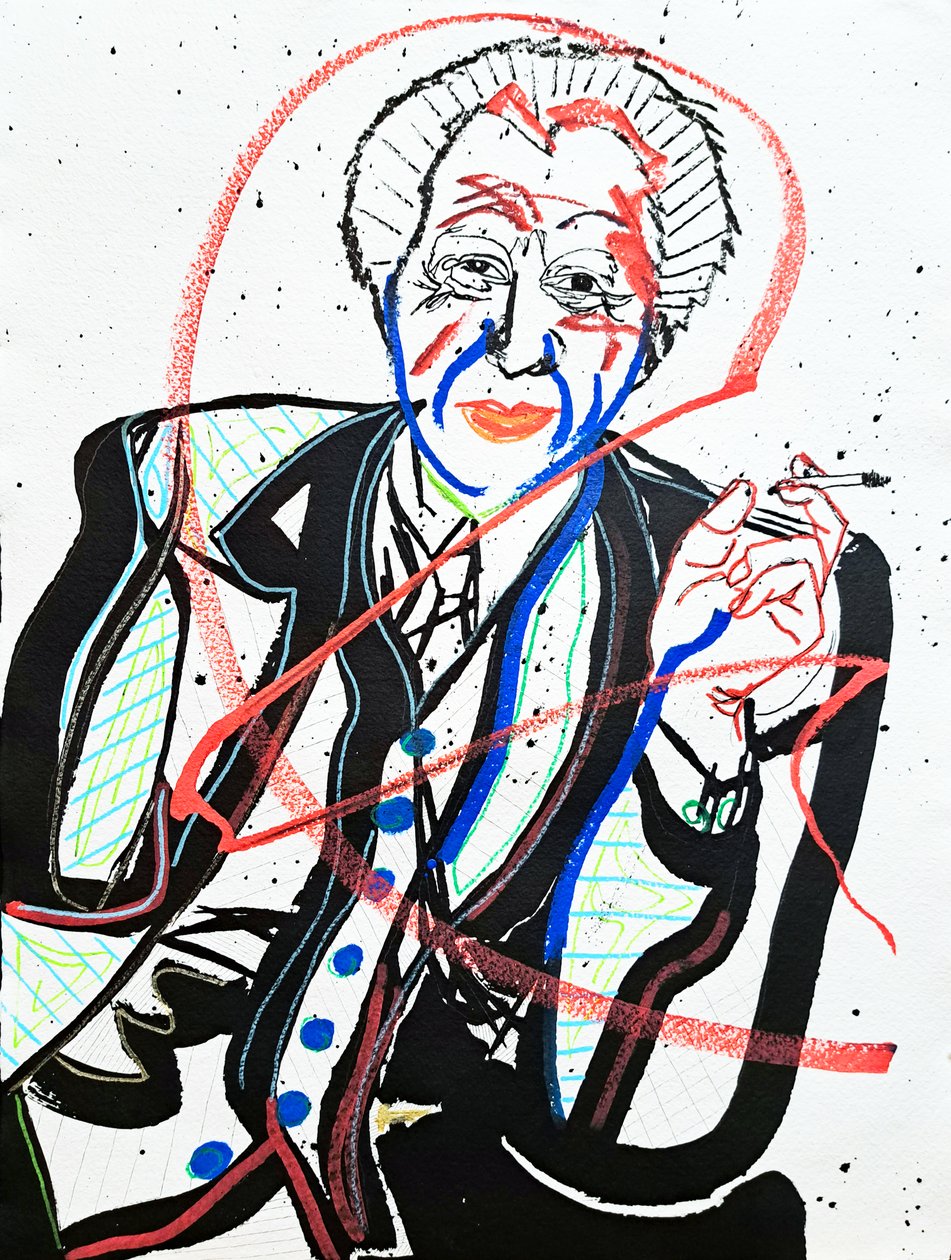 Surportrét : Frank Lloyd Wright, 2022 (akryl na papíře) od Benoit Erwann Boucherot
