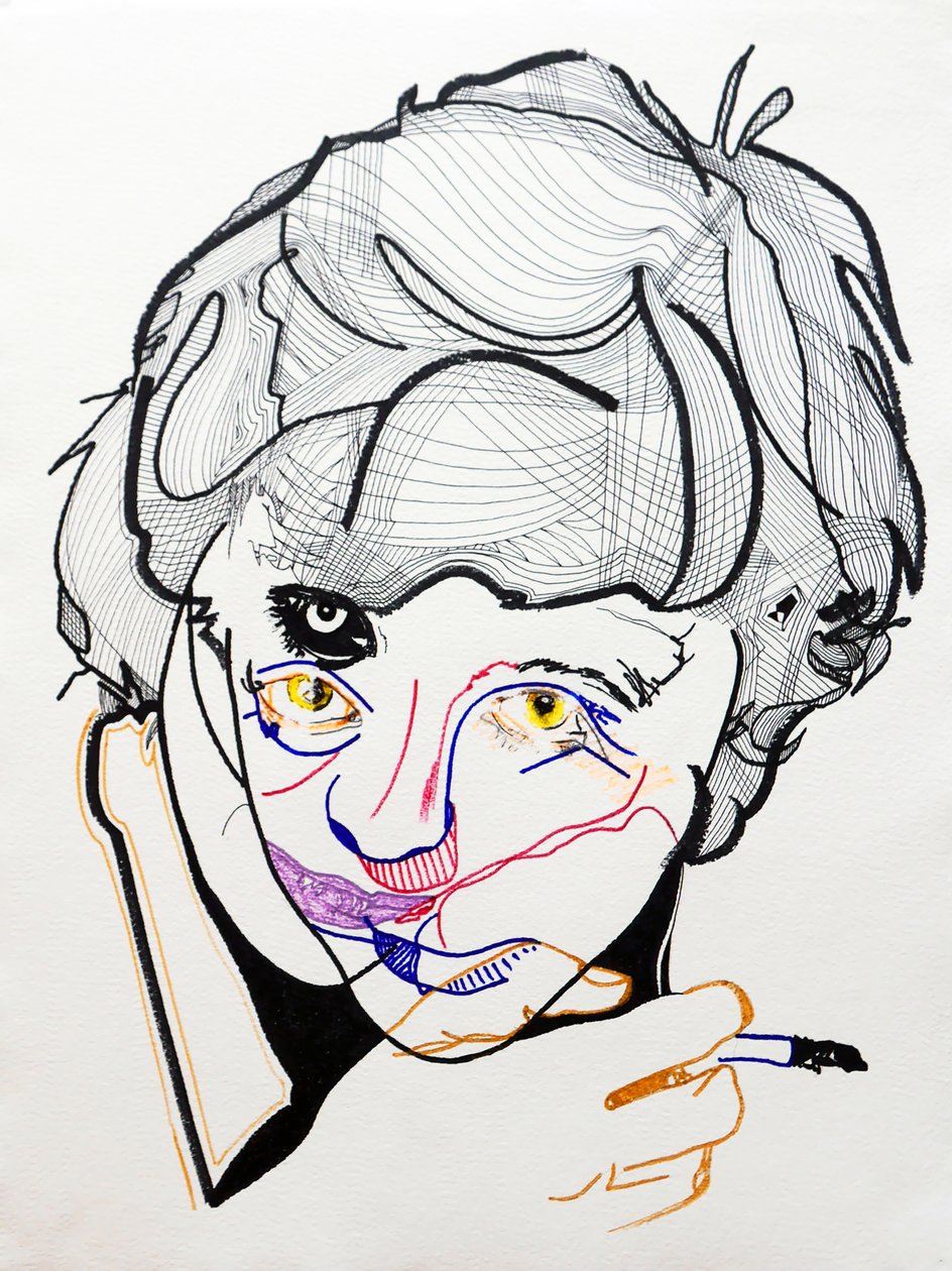 Surportrét : Françoise Sagan 2, 2019 (akryl na papíře) od Benoit Erwann Boucherot