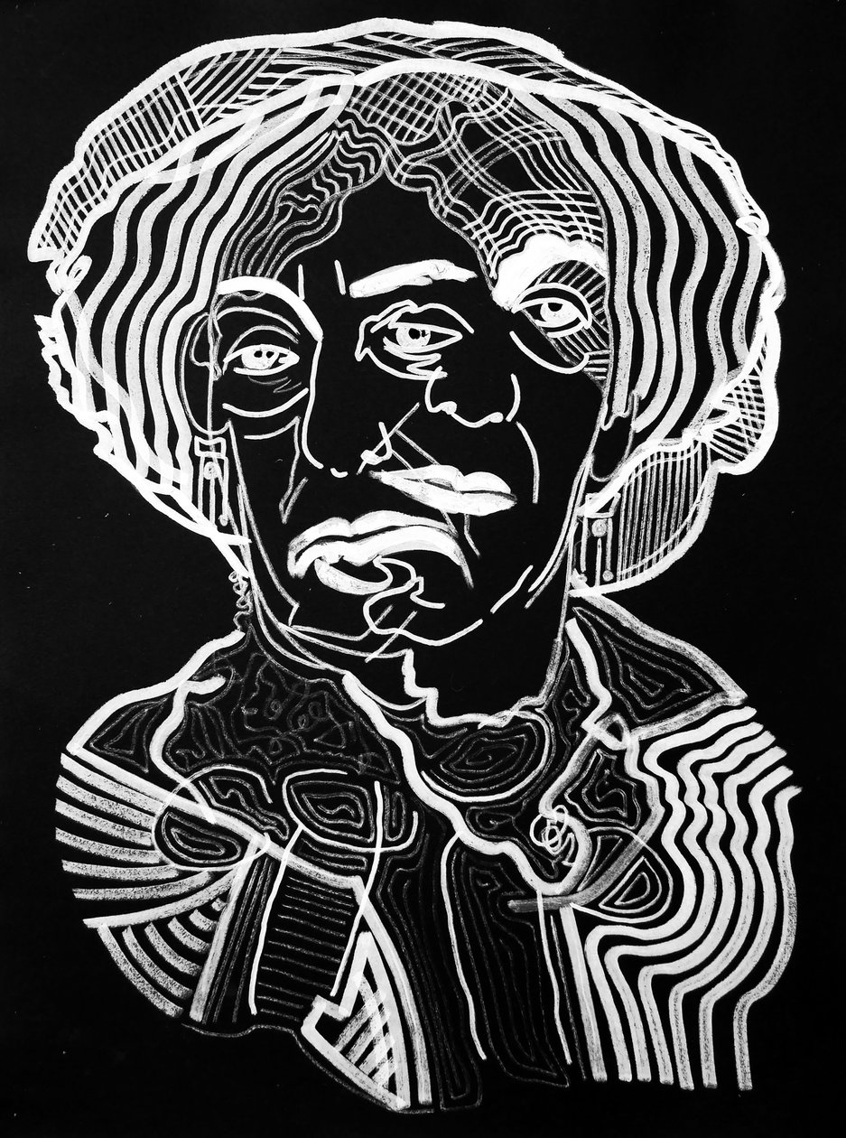 Surportrét : George Sand, 2019 (akryl na papíře) od Benoit Erwann Boucherot
