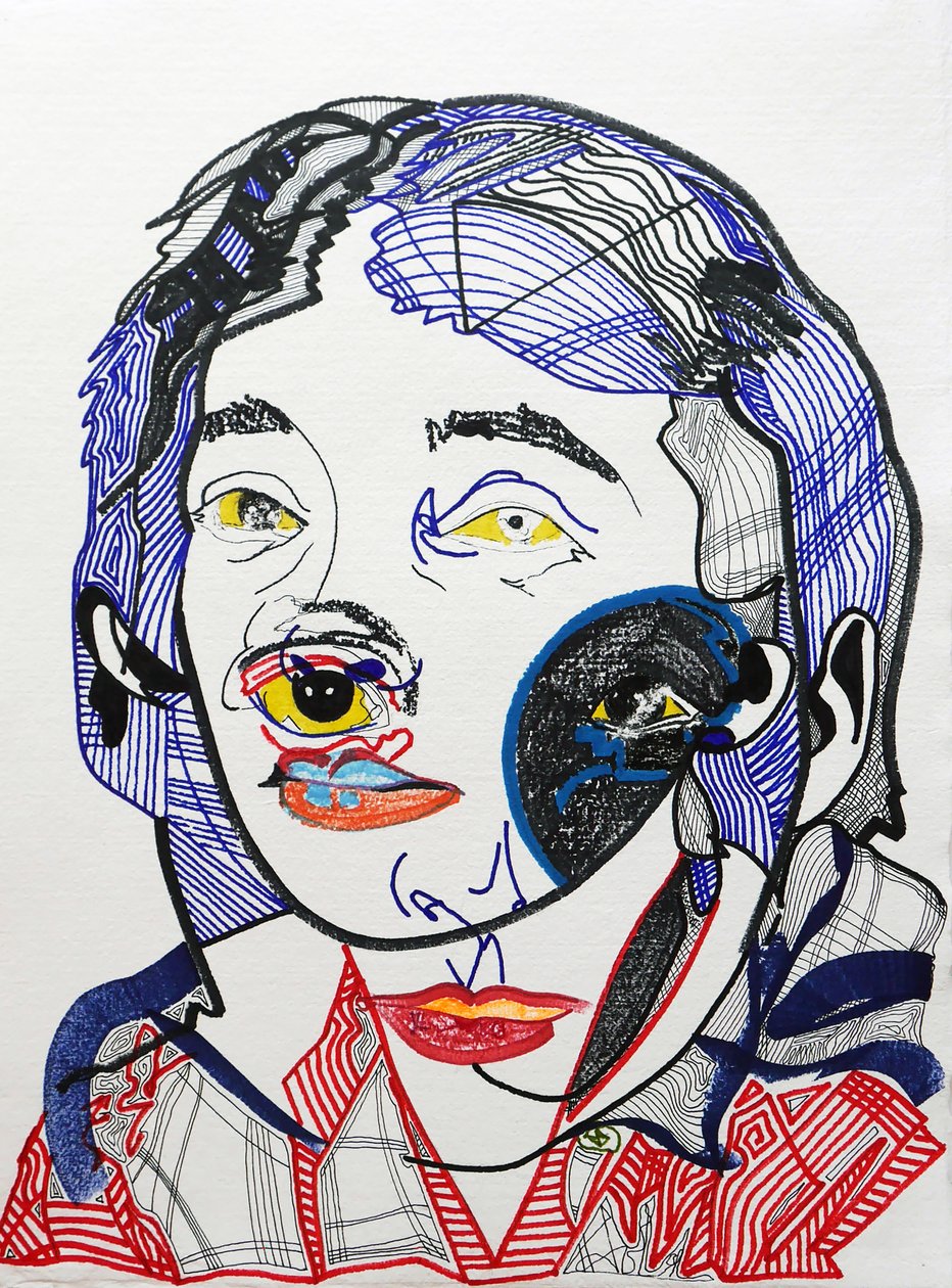 Surportrét : Marguerite Duras 2, 2021 (akryl na papíře) od Benoit Erwann Boucherot