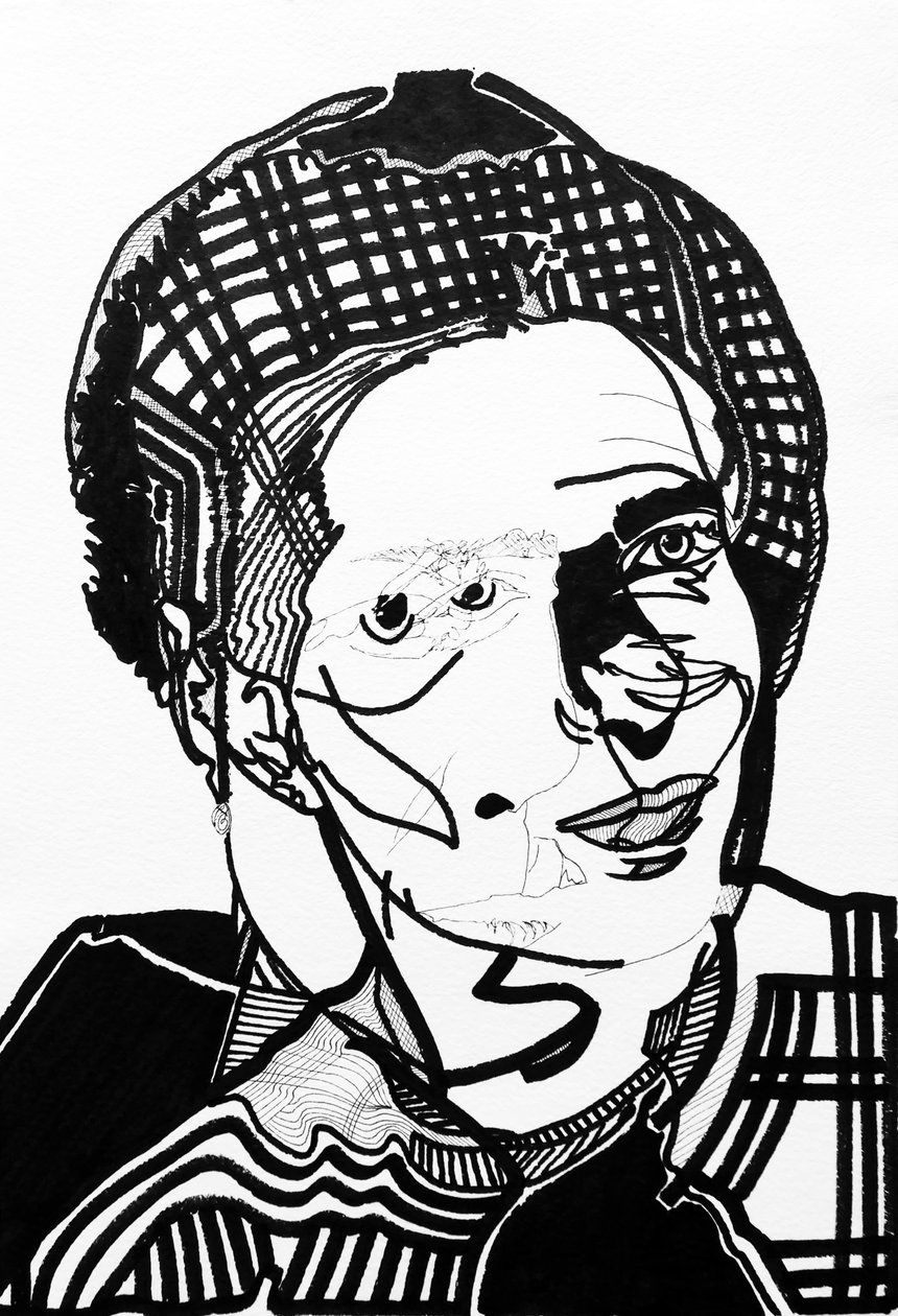 Surportrét: Simone de Beauvoir, 2019 (akryl na papíře) od Benoit Erwann Boucherot