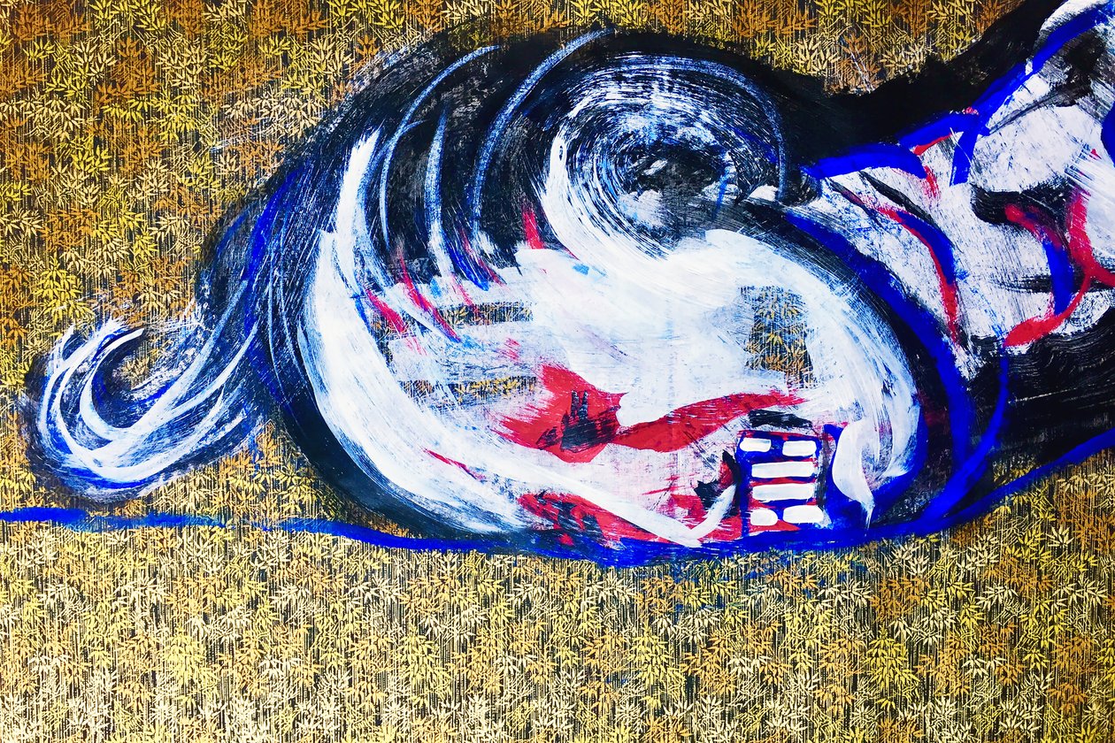 Surportrait japonais 2, 2020 (akryl na sítotiskovém japonském papíře) od Benoit Erwann Boucherot