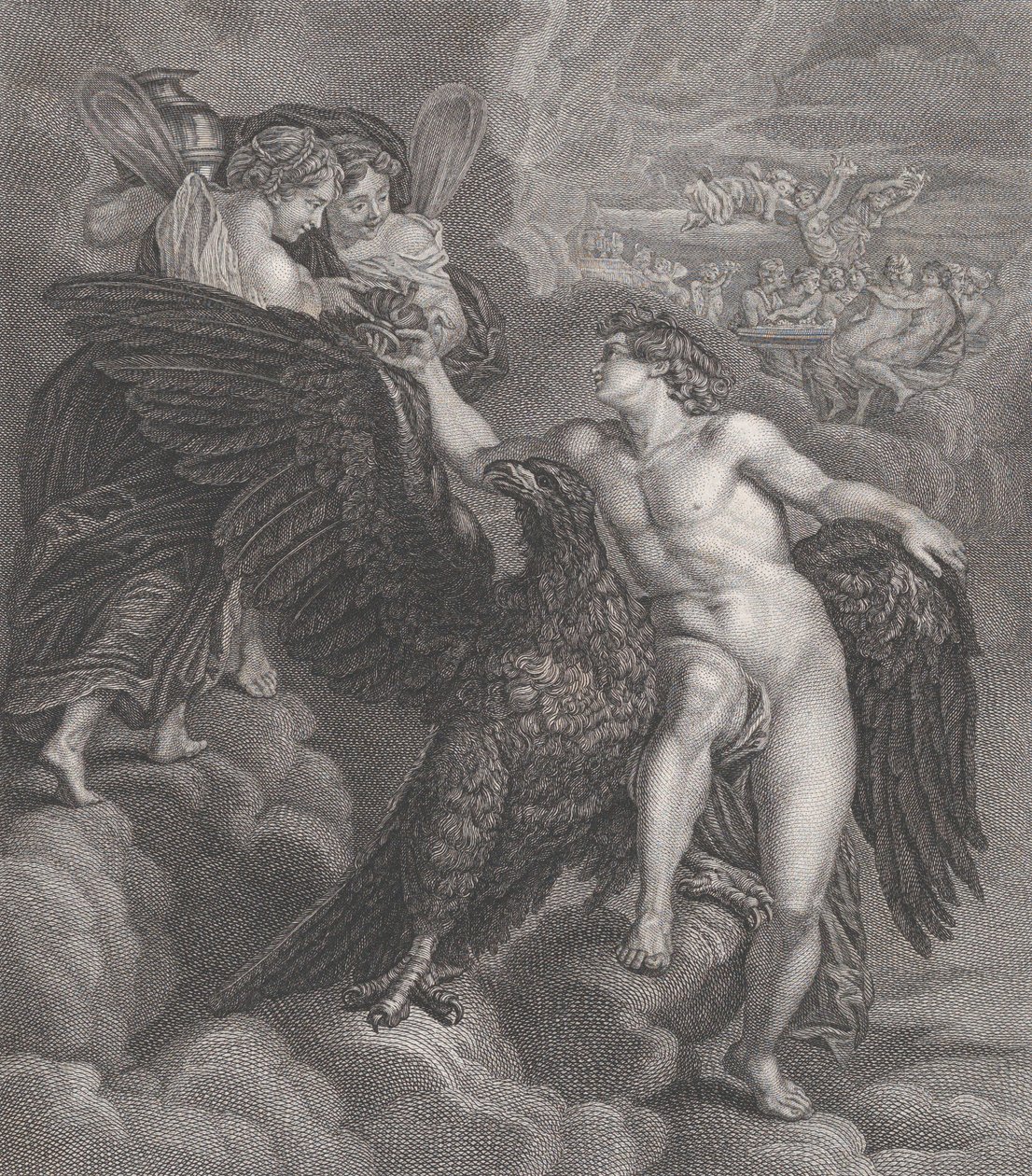 Ganymedes, opírající se o orla, přijímající pohár od Hebe, 1786 od Benoit Louis Henriquez