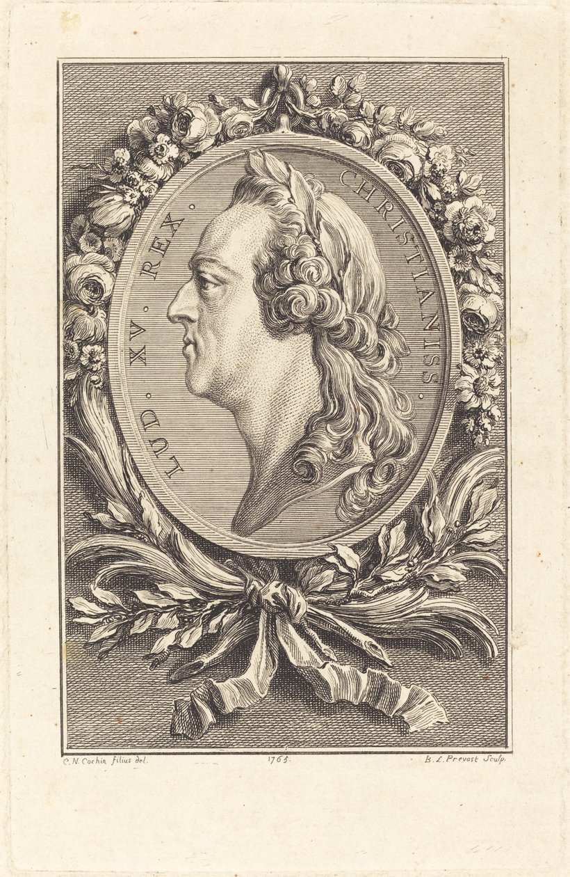 Ludvík XV od Benoît Louis Prévost after Charles Nicolas Cochin II