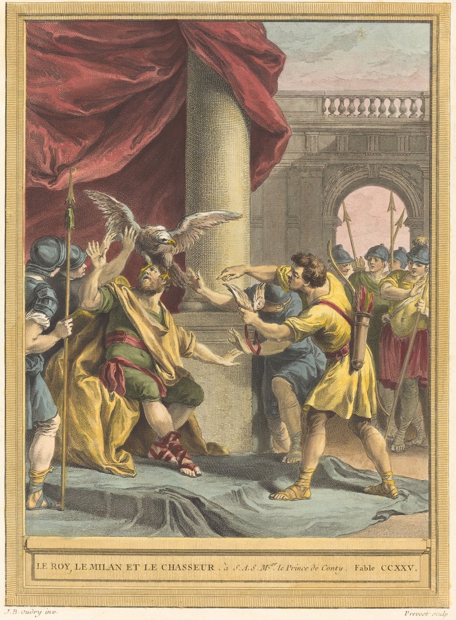 Král, drak a lovec od Benoît Louis Prévost after Jean Baptiste Oudry