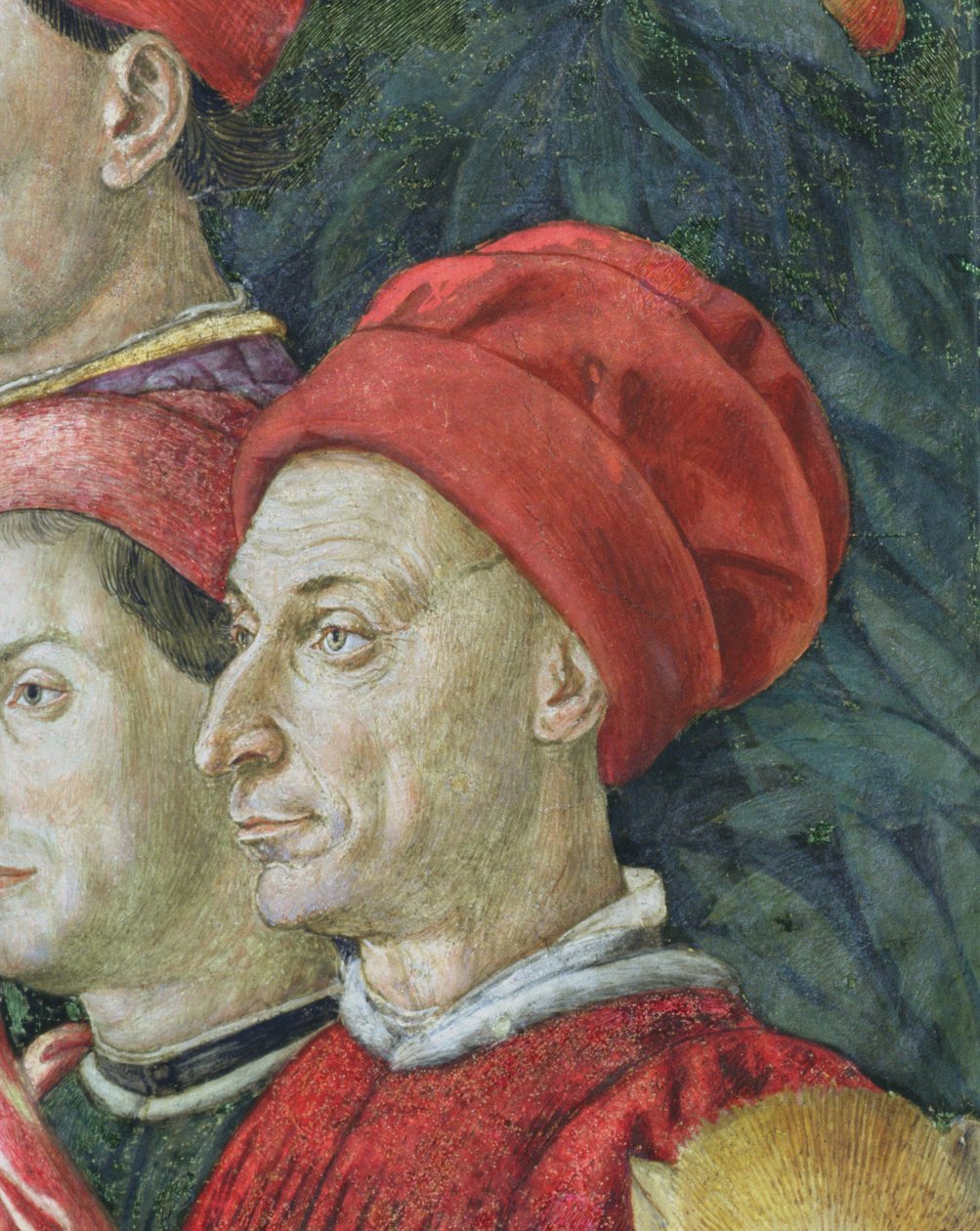 Tvář v průvodu, detail z cyklu Cesta tří králů v kapli, detail fresky cca 1460 z 70603 od Benozzo di Lese di Sandro Gozzoli